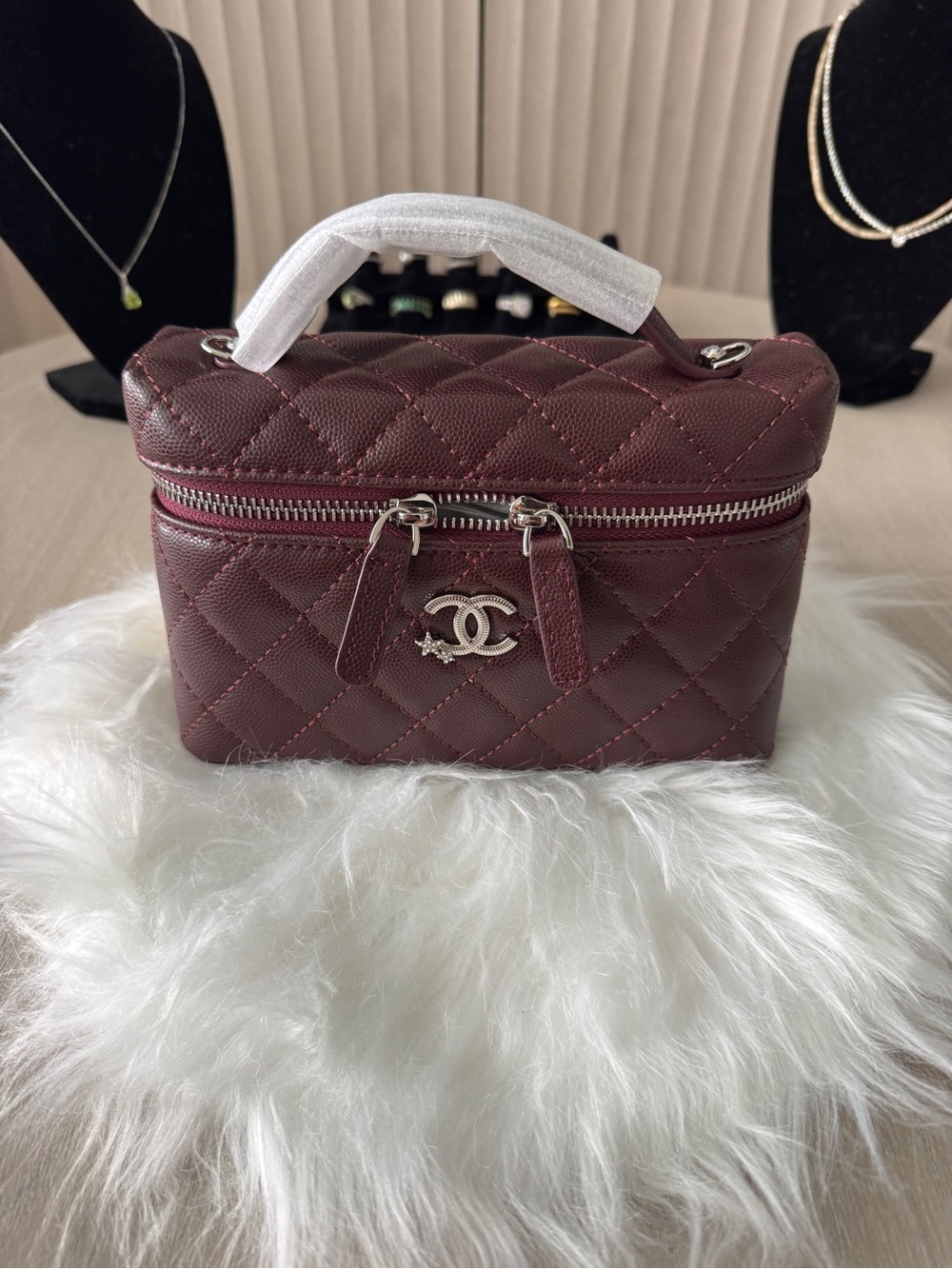 Chanel Top Handle Vanity Case - Burgundy